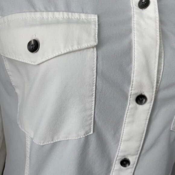 EDDIE BAUER Ivory Snow Travex Departure Stretch Long Sleeve Shirt Medium - Picture 7 of 9